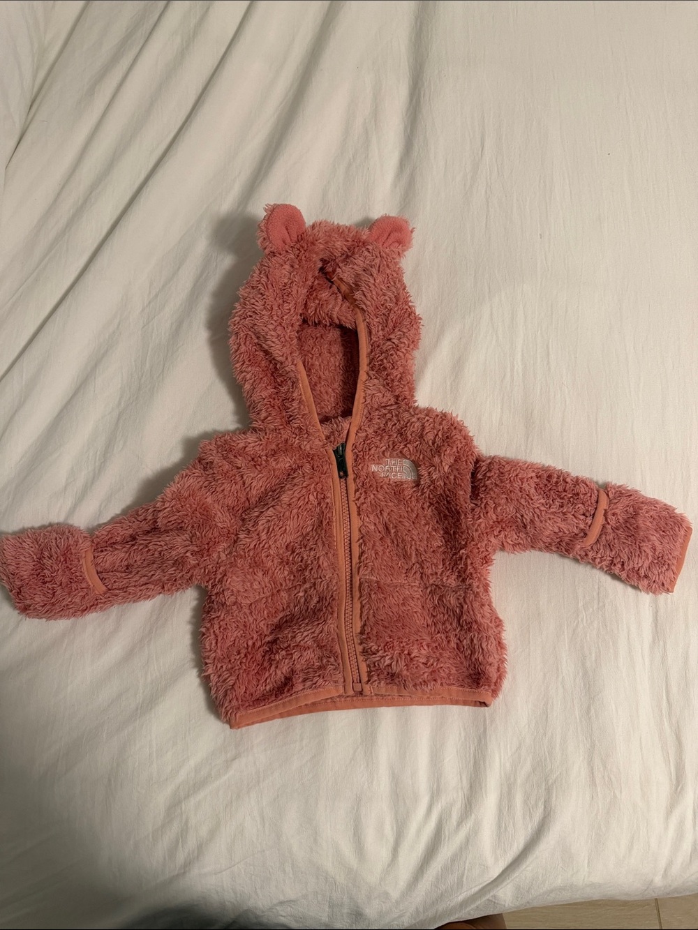 The North Face Pink Fuzzy Bear Hooded Baby Jacket - 3-6M